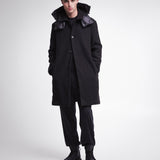 Wool Coat with Nylon Details Black PR400100