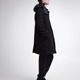 Wool Coat with Nylon Details Black PR400100