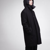Wool Coat with Nylon Details Black PR400100