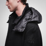 Wool Coat with Nylon Details Black PR400100