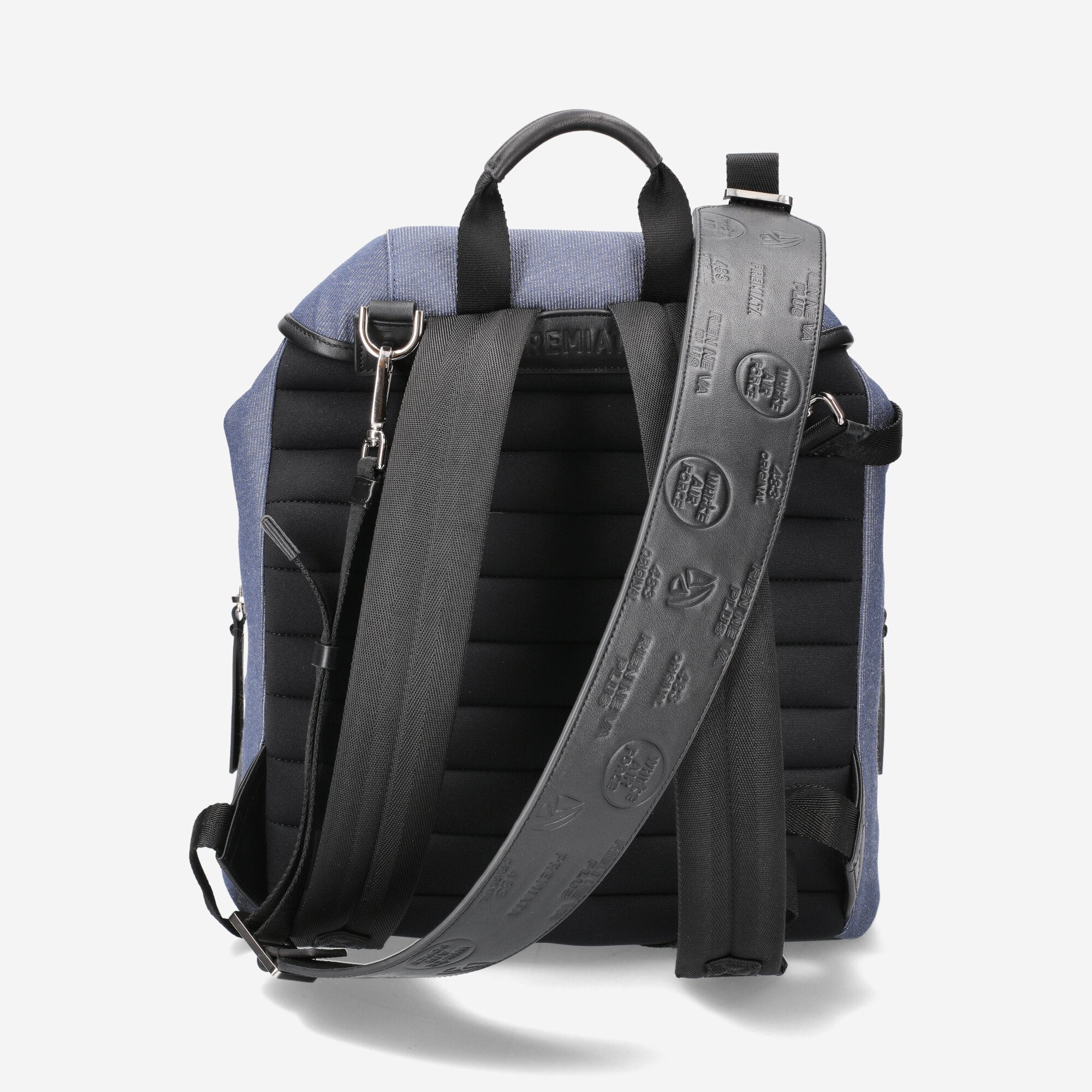 Lyn Premiata's Navy Nylon and Leather Lined Backpack