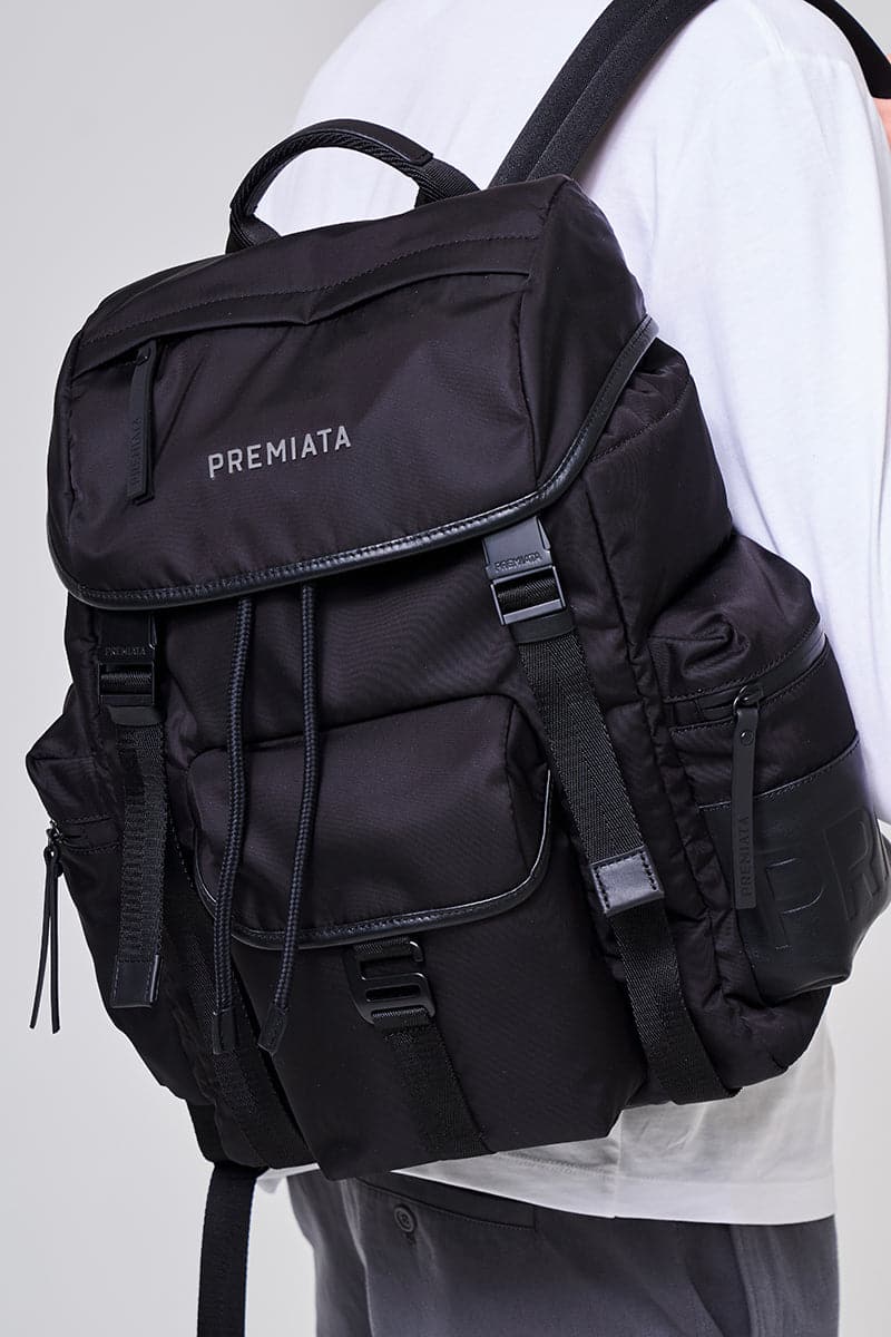 burberry zip top leather trim showerproof backpack Premiata Backpack Black